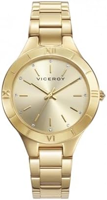 Viceroy Reloj Analógico para Mujer de Acero en Tono Dorado - Movimiento de Cuarzo - Esfera con Circonitas - Tres Agujas - Colección Chic
