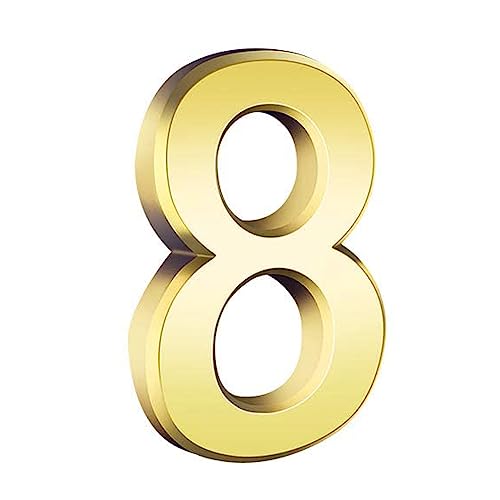1.4 Inch Mailbox Numbers House Numbers 0-9 3D Self Adhesive Street Door Home Address Numbers Apartments Office Hotel Room Mailbox Signs Easy Install without Tools (Gold-8)