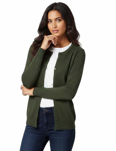 Image of Allsense Women's Long-Sleeve Crewneck Cardigan | Classic Button Down Sweater, Soft Fine Knit, Lightweight