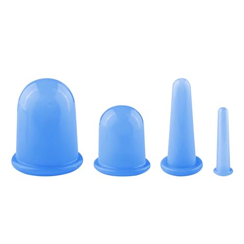 Frevoitna 4 Piezas Ventosas Celulitis Azul, Ventosa de Masaje Faciales de Silicona, Tazas...