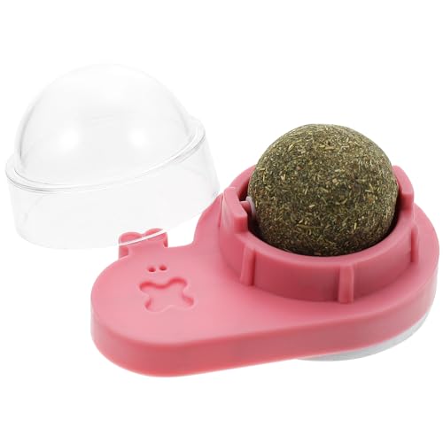 HOUDERCO Pelota Giratoria Caída de Hierba Gatera para Gatos y Gatitos, Juguete Interactivo de Plástico Función Masticable para Interior