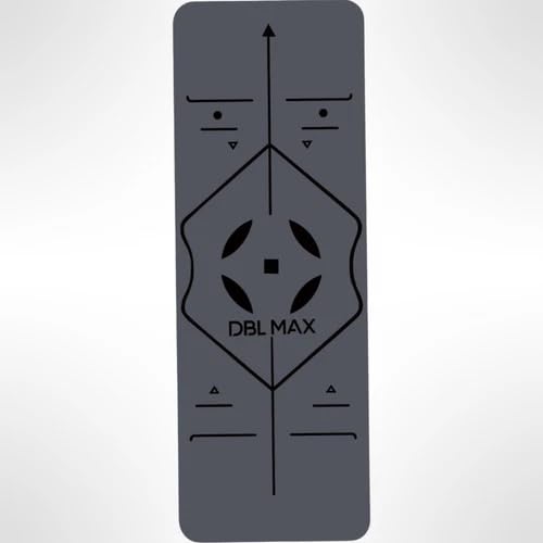 DBL MAX Yoga Mat Thick for Women & Men – Eco-Friendly Natural Rubber, Non Slip Pilates & Exercise Mat for Home Gym – Foldable Travel Yoga Mat, Cork & Rubber, Extra Grip, Large Size (Grey)