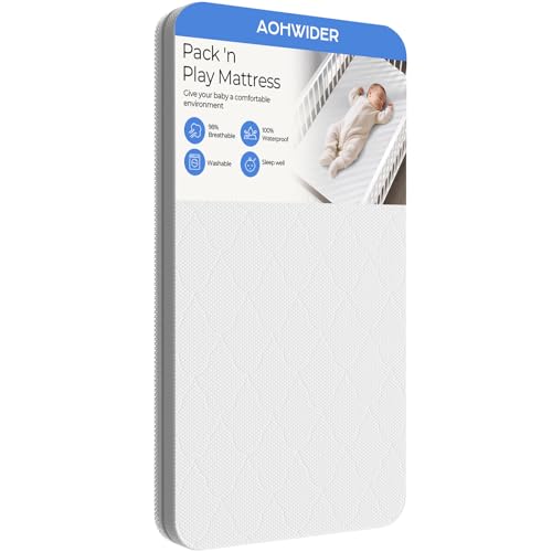 AOHWIDER 38x26 Pack n Play mattresses: 1.5" Thick Dual Side Gel Memory Foam Pack and Play Mattress pad Fit for graco/Baby Trend Pack n Play - All-Season Design - Exact Fit Pack n Play and playpen