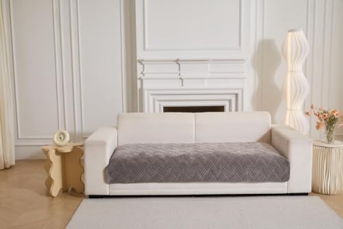 Image of HOMETHREADS Innovative Premium Velvet Sofa Cover Mat with PVC Backing for Non-Slip Comfort (L Grey, 2 Seater Small | 70x120cm)