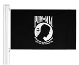 WINBEE Embroidered POW MIA Flag 3x5 Ft with Long Lasting Nylon, Double Sewn Stripes and Brass Grommets, UV Protected, Best American You are Not Forgotten Prisoner War Flag and US Military Black Flags