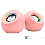 X9 Performance Pink Computer Speakers for Desktop PC with RGB Lighting, Bluetooth, USB, and AUX - Triple Mode Connection, Dual 2.25' Drivers for Work and Play, Bluetooth Desktop Speakers for PC - Pink