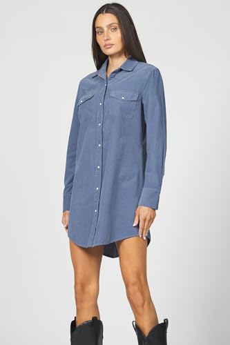 DEAR JOHN Rory Dress Midi Length Relaxed Fit Long Sleeve Button Front Corduroy Collared4