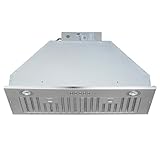 HomeBeyond 28-inch Insert/Built-in Range Hood 600 CFM Stainless Steel Kitchen Chimney Vent 1 Blower 3 Speed Button Control with LED Lights