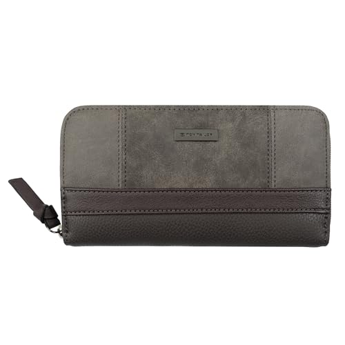 TOM TAILOR Juna Damen Geldbörse Portemonnaie Reißverschluss Groß Grau