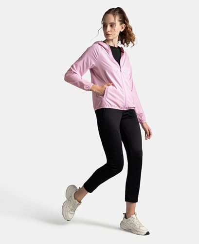 Image of Jockey MW50 Women's Microfiber Fabric Relaxed Fit Raglan Styled Water Resistant Hoodie Jacket with Stay Dry Treatment