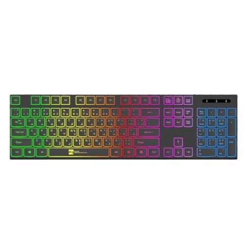 Bilingual Arabic-English Gaming Keyboard, 107 Keys RGB Backlit, Mechanical Keyboard for PC/PS5/Xbox, Waterproof Design with Anti-Ghosting (Black)