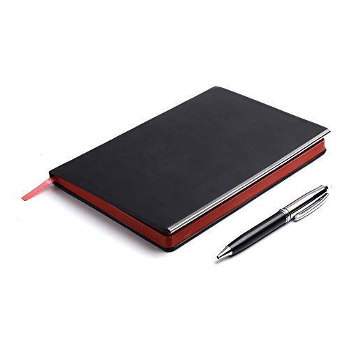 Image of COI Diary Black UNDATED Notebook- Elegant Faux Leather A5 to Do List Planner to Nourish Your Daily Appointment with Pen.