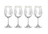 DIAMANTE Crystal Wine Glasses with Gold Rim, Mirage Gold, Optical Wave Pattern, 350ml, Set of 4