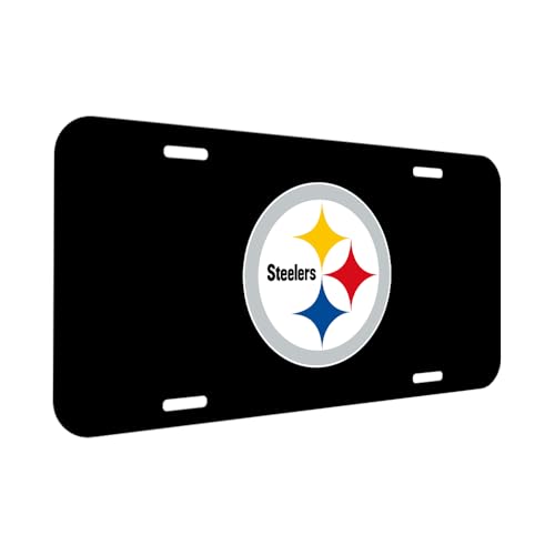 Aluminum Metal License Plate for SteelersBlack Front 6 * 12 inches Decoration License Plate Tag with 4 Holes