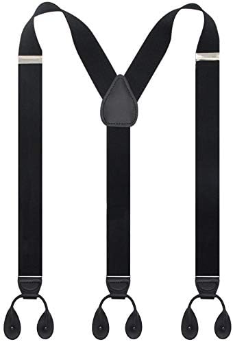Timiot Y Back Button 1.4" Suspenders for Men with Stylish Leather Button Ends Long Lasting Stretch Ultimate Fashion