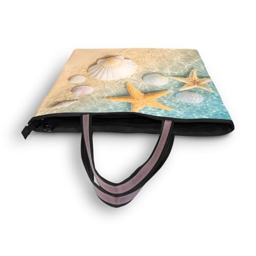 Image of Women Turtle Tote Bag Polyester Handbag Zippered Tote Bag Turtle Tote Purses,Summer Beach Tote Bag