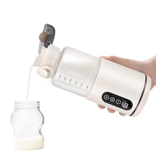 LIFEJXWEN Calentador Biberones Bebé Portátil, Calienta de Leche 300ml Visual con Control de Temperatura, para Viajes, al Aire Libre, en Casa, Calentamiento Rápido, Temperatura Regulable 37°C a 55°C