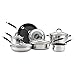 Circulon Momentum Stainless Steel Nonstick Cookware Set with Glass Lids, 11-Piece Pot and Pan Set, Stainless Steel