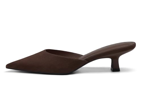 Image of Coutgo Womens Kitten Low Heels Mules Closed Pointed Toe Pumps Slip On Backless Dress Shoes