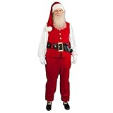 Generisch Disfraz completo de Papá Noel para hombre, 7 piezas, disfraz profesional para adultos, disfraz de Papá Noel con barba, gorro y cinturón