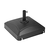 HealSmart 125lb Capacity Fillable Mobile Umbrella Base Heavy Duty Square Market Stand for Outdoor with 4 Wheels for Patio, Deck, Poolside, Black