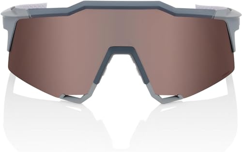 Image of 100% SPEEDCRAFT Sport Performance Cycling Sunglasses (Soft Tact Stone Grey - HiPER Crimson Silver Mirror Lens)