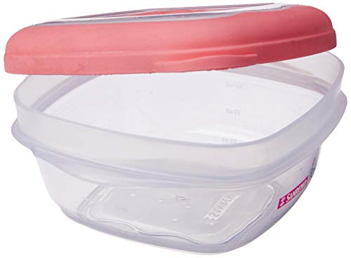 Pote Quad Plástico 280 ml, Sanremo, Polipropileno e Elastômero TPE, Transparente/ Rosa