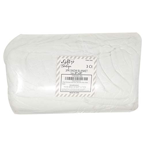 Christmas Snow Blanket Cover Set of 3 Rolls 3 Foot X 8 Foot Fluffy Thick White Soft Artificial Cotton Snow Blankets Sheet Holiday Decoration for Christmas Tree Skirt Mantle Village Winter Display
