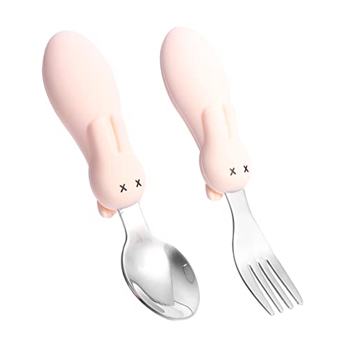 SUPVOX 1 Set Food Fork Training Tableware Short Handle Fork for Curved Weaning Short Handle Utensils White