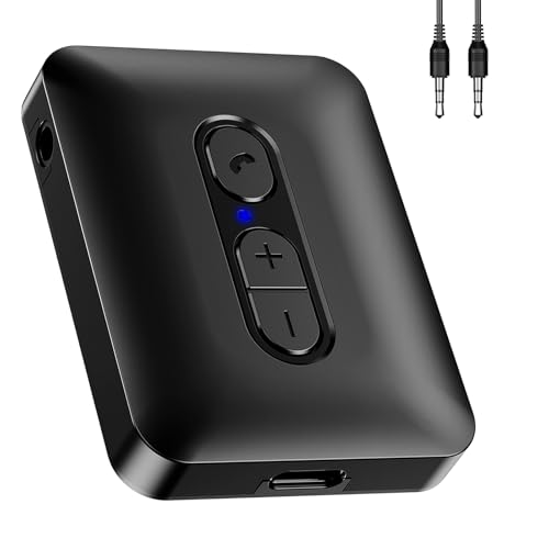 ORIA Bluetooth 5.4 Transmitter Receiver 2 in 1, USB & TF Card Support, Hands-free Calling, Noise Cancelling, Aux Bluetooth Adapter for TV, PC, Home Stereo, Headphones