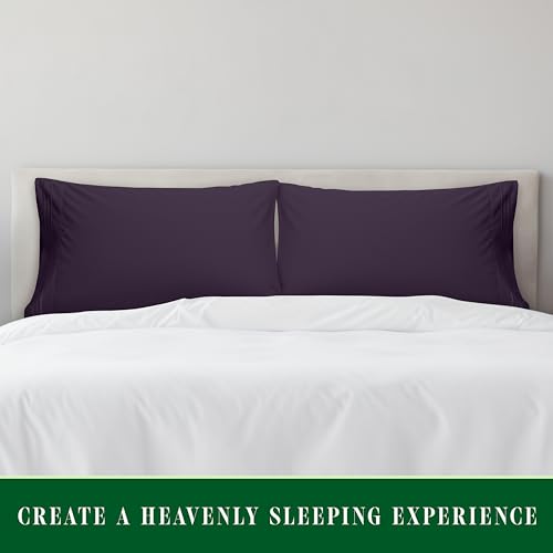 Image of Elegant Comfort Luxury Ultra-Soft 2-Piece Pillowcase Set 1500 Thread Count Egyptian Quality Microfiber Double Brushed-100% Hypoallergenic-Wrinkle Resistant, Standard /Queen Size, Purple