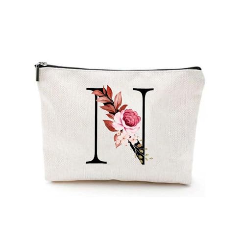 Bolsa de maquiagem personalizada para mulheres - bolsa cosmética personalizada presente para mãe, melhor amiga, irmã, noiva, dama de honra, aniversário, casamento, Natal, bolsa de viagem (K, branca