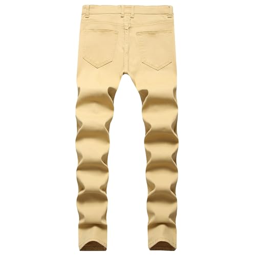 Men's Skinny Slim Fit Ripped Jeans Pants Classic Zipper Biker Slim Fit Denim Pants2
