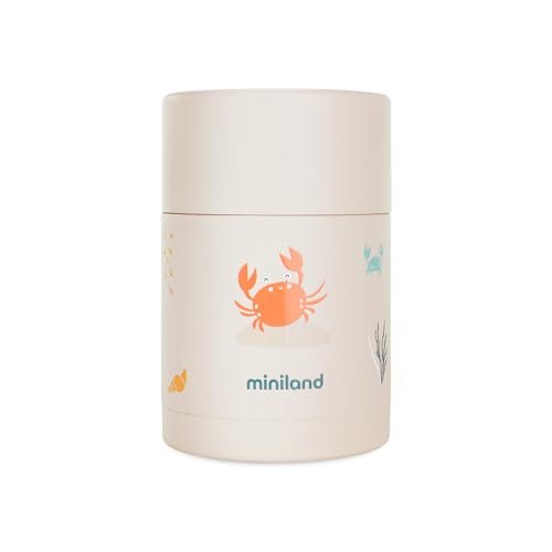 Miniland Termo Bebé para Comidas 600ml de Acero Inoxidable, Cierre Hermético y Aislamiento de Doble Pared, Mantiene Temperatura más de 24h Frío y Calor | Crabsy