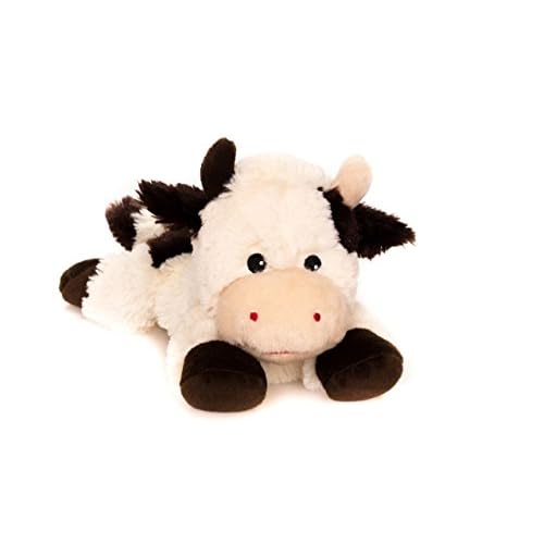 Habibi Plush Kuh Wärmekissen/Stofftier f. Kinder und Erwachsene – Mikrowellen Heizkissen- beheizbares Plüschtier, wohltuende Wärme für Entspannung und Komfort