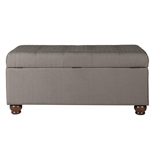 Homepop Linen Button Tufted Storage Bench With Hinged Lid, Taupe 40" X 20" X 18" #TOP4