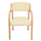 サンパーシー 肘掛付きダイニングチェア 耐荷重150kg 木製(アイボリー)