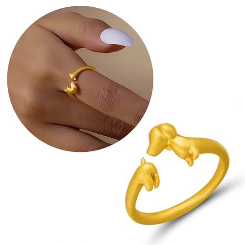 Unique Dachshund Inspired Rings Adjustable Size Open Rings Jewelry Personality Finger Decoration Retro Fingers Ornament2