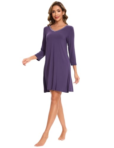 Image of GYS Womens Bamboo Viscose Nightgown Super Soft Lightweight Night Shirts for Sleeping