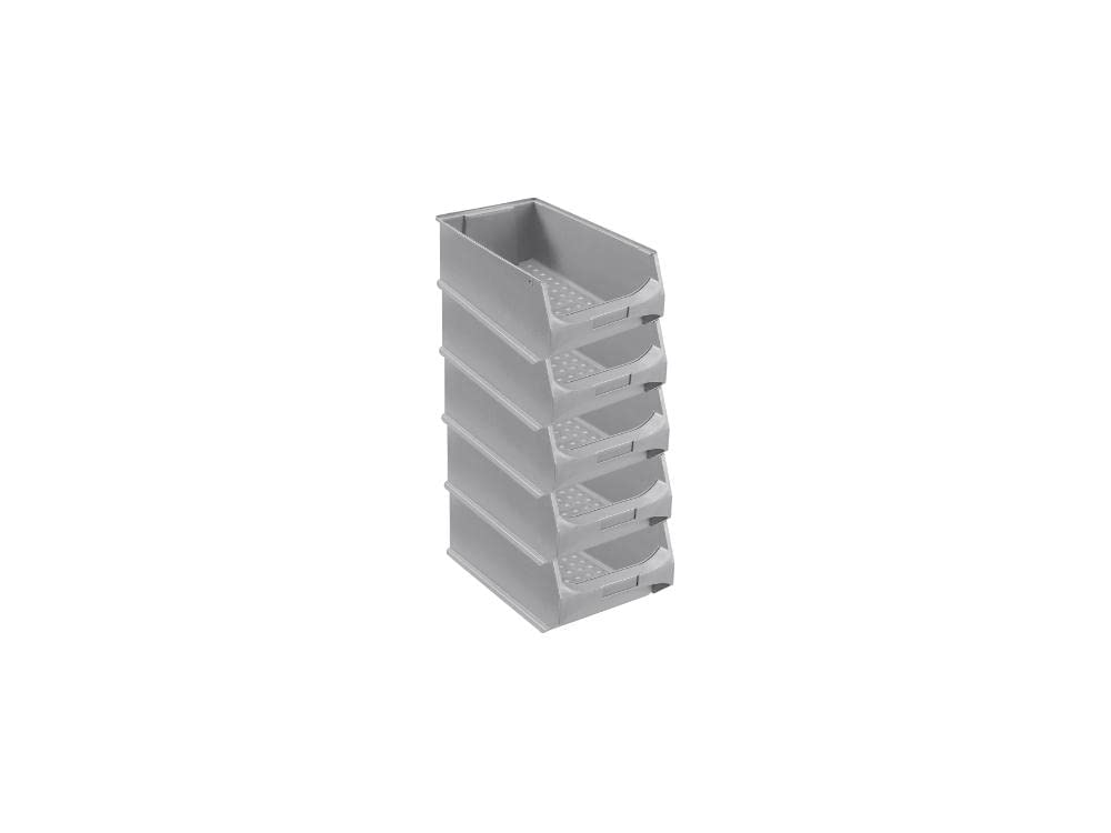 SparSet 5x Graue Sichtlagerbox 5.0 20x30x50cm 21,8 Liter Sichtlagerbehälter