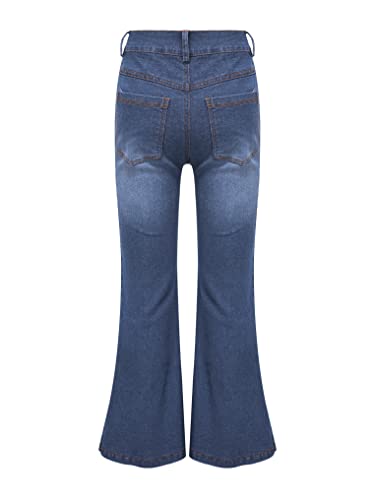 Kids Girls Bell Bottom Jeans Washed Wide Leg Denim Pants Straight Baggy Trousers Streetwear4