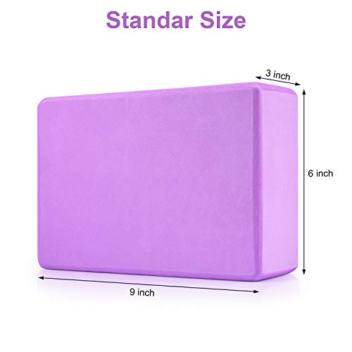 Kshineni Yoga Block 2 Pack Yoga Strap Set EVA Foam Soft Non-Slip Yoga Brick High Density to Support Exercise Blocks for Yoga,Pilates,Stretching,Meditation Purple