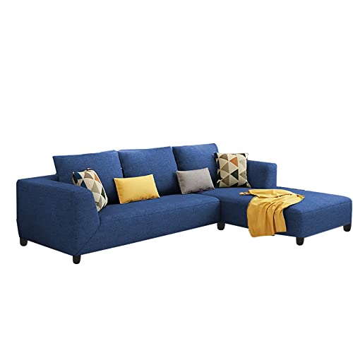 Image of Galib RHS 4 Seater L Shape Sofa Set for Living Room (Blue Fabric)