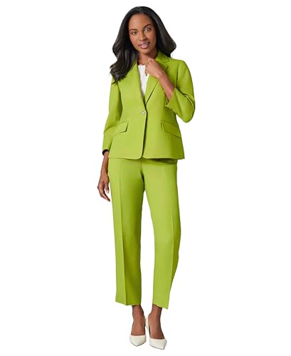 Kasper Women's Linen ONE Jacket W Bttn Sleeves, Kiwi2