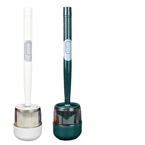 FUBESK Juego de escobilla de inodoro de silicona con soporte de pared, instalación sin taladro, agarre de mesa fácil de limpiar, almacenamiento ventilado, uso en el baño