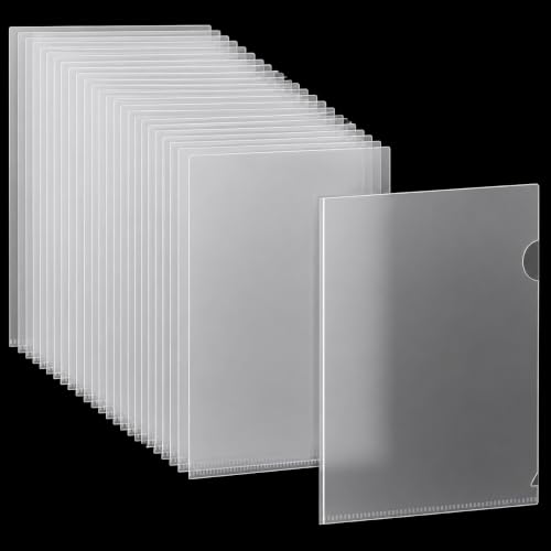 Image of 30 Packs Clear A4 Plastic Folders (220 Micron PP) - Plastic Sleeves, Cut Flush Open Top & Side Wallets for Office, School, Work, Report, Presentation, Project Documents File