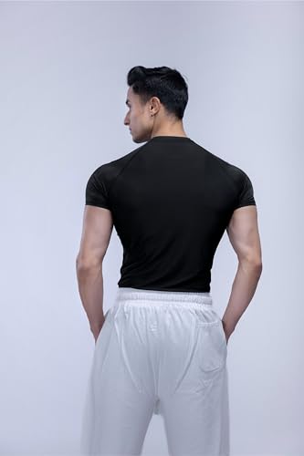 Image of COITONIC Men's Half Sleeve Compression T-Shirt - Athletic Base Layer for Gym, Sports & Fitness Training