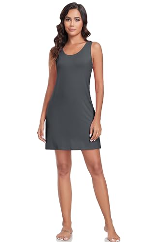 Image of VintageClothing Womens Full Slip Tank Top Dress Soft Slip Under Dress | Wide Straps Layering Lingerie Nightgown, Breathable Soft Fabric, Loose Stretch Fit, All Day Loungewear Underslip
