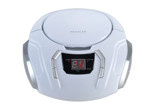 Proscan Elite Portable CD Boombox with AM/FM Radio - White by Curtis - Image 3