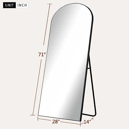 Image of PexFix Arched Full Length Mirror Arched Wall Mirror Floor Mirror with Stand Contemporary Full Length Mirror with Black Wood Frame,71''x28'' (USAM019)